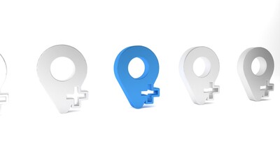 Blue Map pin icon isolated on white background. Navigation, pointer, location, map, gps, direction concept. Minimalism concept. 3D render illustration