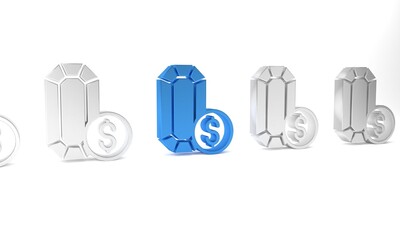 Blue Jewelry online shopping icon isolated on white background. Minimalism concept. 3D render illustration