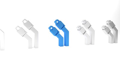 Blue LAN cable network internet icon isolated on white background. Minimalism concept. 3D render illustration