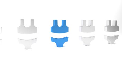 Blue Summer beach swimsuit icon isolated on white background. Beach women fashion. Minimalism concept. 3D render illustration