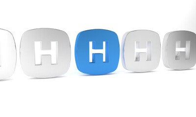 Blue Hospital signboard icon isolated on white background. Minimalism concept. 3D render illustration