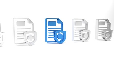 Blue Medical clipboard with clinical record icon isolated on white background. Prescription, medical check marks report. Minimalism concept. 3D render illustration