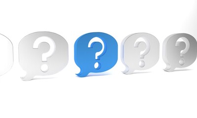 Blue Speech bubble chat icon isolated on white background. Message icon. Communication or comment chat symbol. Minimalism concept. 3D render illustration
