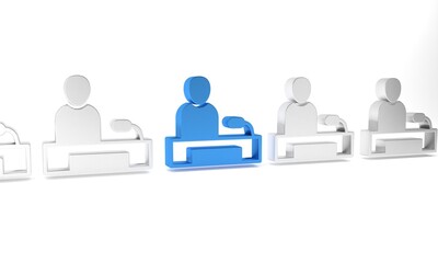 Blue Television report icon isolated on white background. TV news. Minimalism concept. 3D render illustration