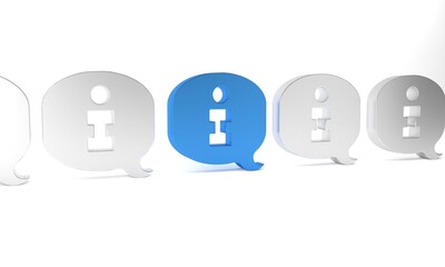 Blue Information icon isolated on white background. Minimalism concept. 3D render illustration