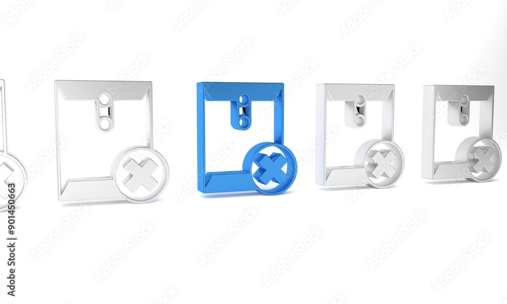 Poster blue delete envelope icon isolated on white background. delete or error letter. cross on message. re