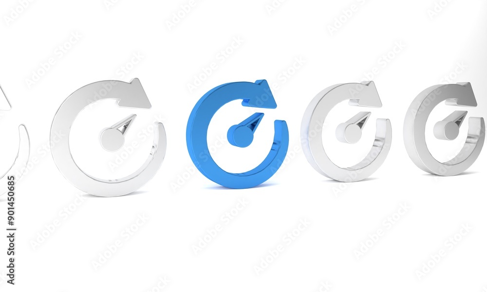Poster blue digital speed meter icon isolated on white background. global network high speed connection dat