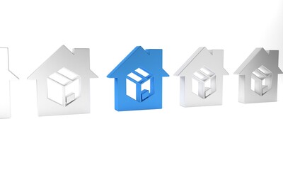 Blue Home delivery services icon isolated on white background. Minimalism concept. 3D render illustration