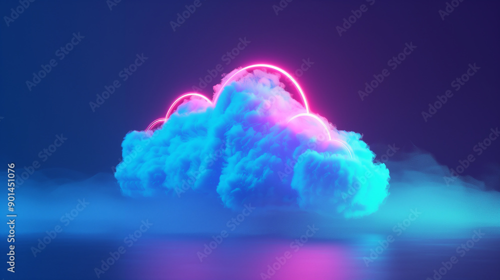 Poster a colorful cloud with a shiny, reflective surface. the cloud is illuminated by a light source, creat