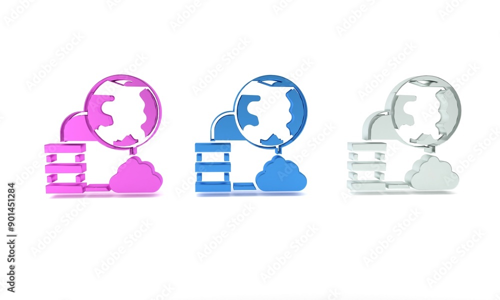 Poster colorful network cloud connection icon isolated on white background. social technology. cloud comput