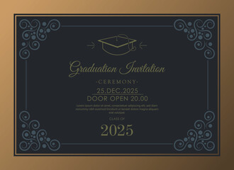 Elegant dark graduation invitation template