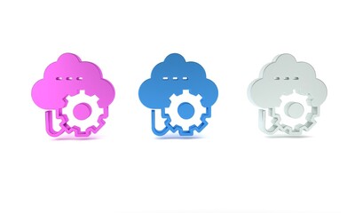 Colorful Cloud technology data transfer and storage icon isolated on white background. Adjusting, service, setting, maintenance, repair, fixing. Minimalism concept. 3D render illustration