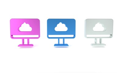 Colorful Cloud technology data transfer and storage icon isolated on white background. Minimalism concept. 3D render illustration
