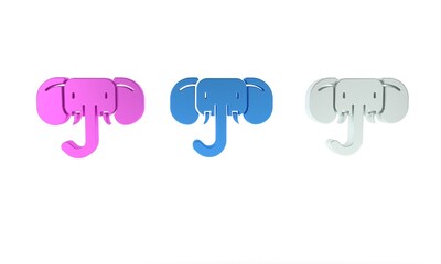 Colorful Elephant icon isolated on white background. Minimalism concept. 3D render illustration