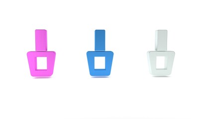 Colorful Nail polish bottle icon isolated on white background. Minimalism concept. 3D render illustration