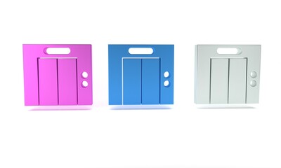 Colorful Lift icon isolated on white background. Elevator symbol. Minimalism concept. 3D render illustration