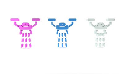 Colorful Smart farm with drone control for seed planting icon isolated on white background. Innovation technology for agricultural company. Minimalism concept. 3D render illustration