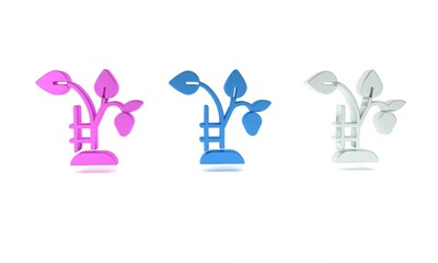 Colorful Strawberry bush with berries icon isolated on white background. Minimalism concept. 3D render illustration