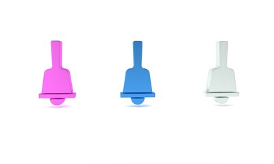 Colorful Merry Christmas ringing bell icon isolated on white background. Alarm symbol, service bell, handbell sign, notification. Minimalism concept. 3D render illustration