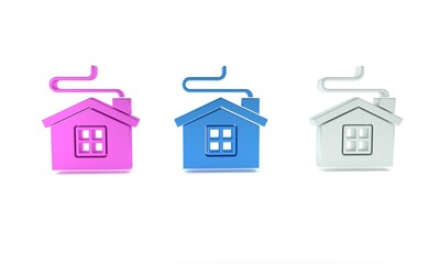 Colorful Merry Christmas house icon isolated on white background. Home symbol. Minimalism concept. 3D render illustration