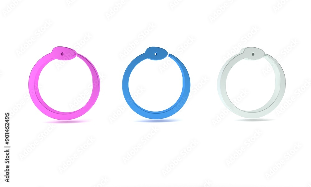 Poster colorful magic symbol of ouroboros icon isolated on white background. snake biting its own tail. ani
