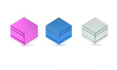 Colorful Brownie chocolate cake icon isolated on white background. Minimalism concept. 3D render illustration