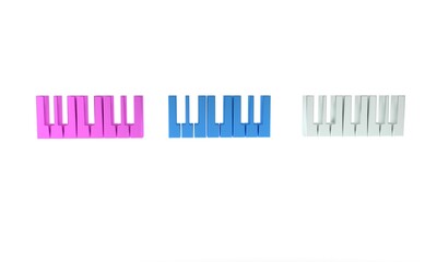 Colorful Music synthesizer icon isolated on white background. Electronic piano. Minimalism concept. 3D render illustration