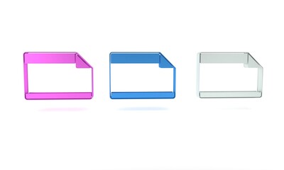 Colorful Paper adhesive sticker with curved corner icon isolated on white background. Minimalism concept. 3D render illustration