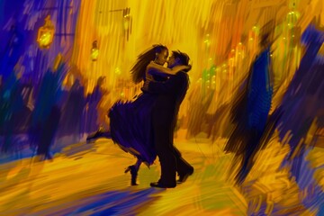 Romantic Dance on a Rainy City Night