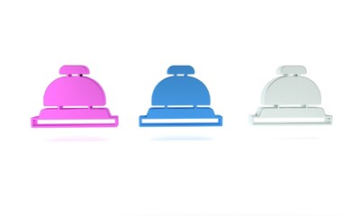 Colorful Hotel service bell icon isolated on white background. Reception bell. Minimalism concept. 3D render illustration