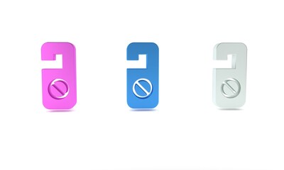 Colorful Please do not disturb icon isolated on white background. Hotel Door Hanger Tags. Minimalism concept. 3D render illustration