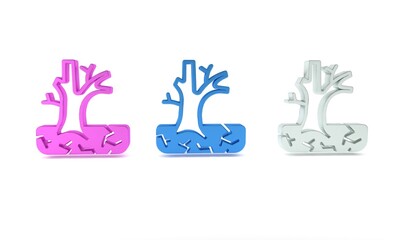 Colorful Withered tree icon isolated on white background. Bare tree. Dead tree silhouette. Minimalism concept. 3D render illustration