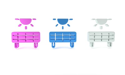 Colorful Solar energy panel icon isolated on white background. Minimalism concept. 3D render illustration