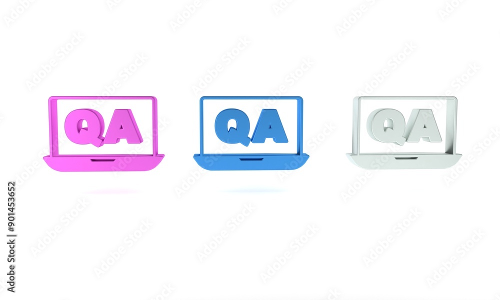 Poster colorful speech bubbles with question and answer icon isolated on white background. q and a symbol. 