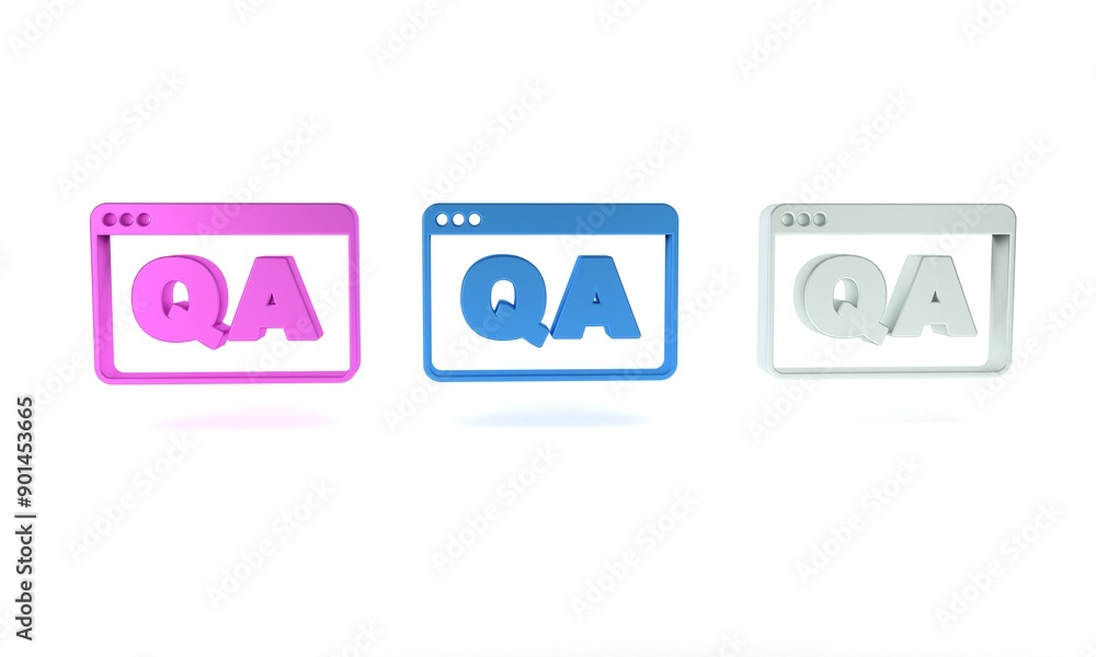 Poster colorful speech bubbles with question and answer icon isolated on white background. q and a symbol. 
