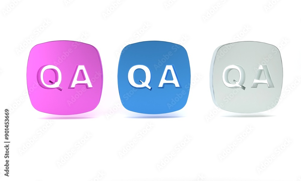 Poster colorful speech bubbles with question and answer icon isolated on white background. q and a symbol. 