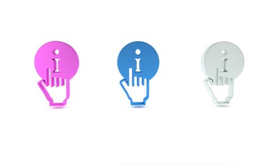 Colorful Information icon isolated on white background. Minimalism concept. 3D render illustration