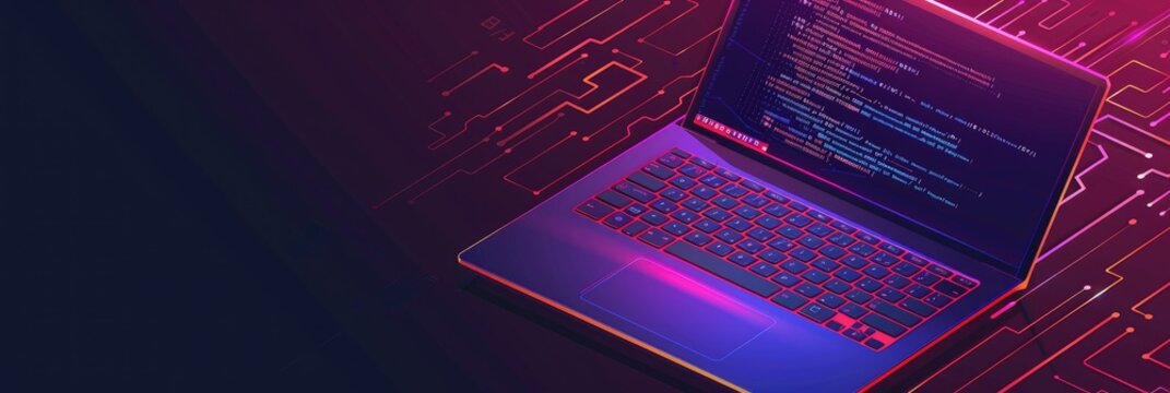 Software, web development, programming concept. Abstract Programming language and program code on screen laptop