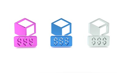 Colorful 3D printer services icon isolated on white background. 3d printing. Minimalism concept. 3D render illustration