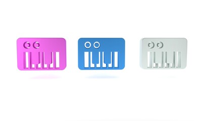 Colorful Music synthesizer icon isolated on white background. Electronic piano. Minimalism concept. 3D render illustration