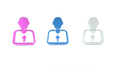 Colorful Priest icon isolated on white background. Minimalism concept. 3D render illustration