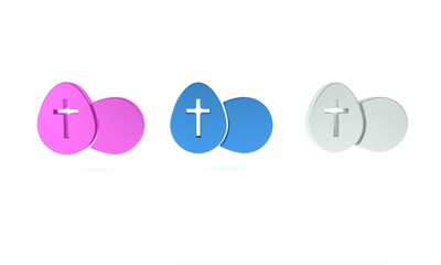 Colorful Easter egg icon isolated on white background. Happy Easter. Minimalism concept. 3D render illustration