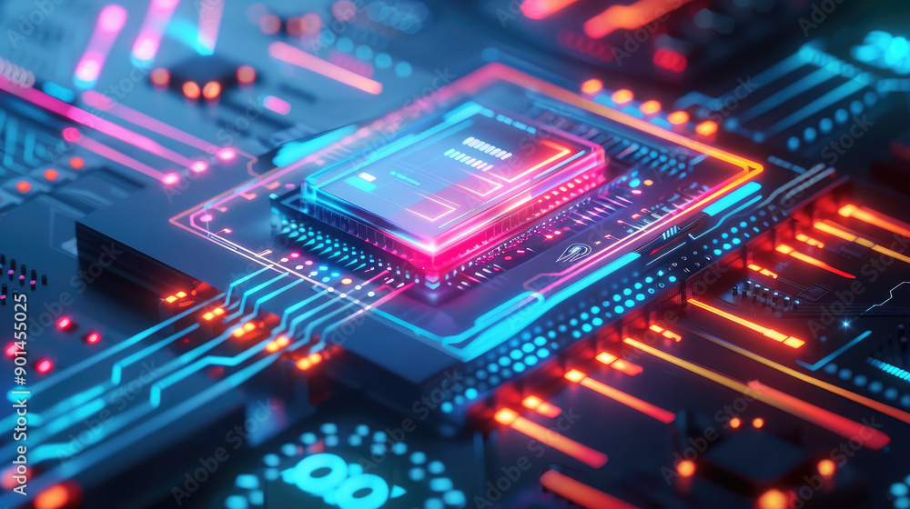 Poster explore a vibrant 3d representation of a diversified portfolio, featuring a sleek tech interface and