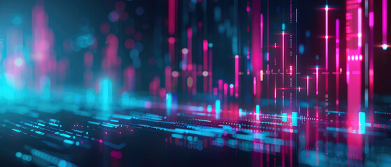 Explore a modern tech-themed visual of a holographic 3D bar chart representing financial growth and deposits, ideal for financial presentations.