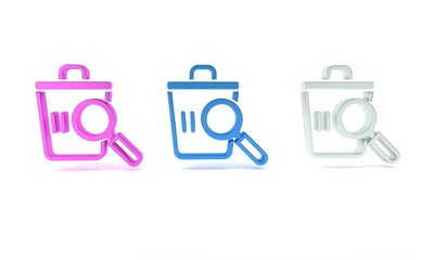 Colorful Searching for food in trash can on streets outdoors icon isolated on white background. Homelessness and poverty concept. Minimalism concept. 3D render illustration