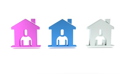 Colorful Shelter for homeless icon isolated on white background. Emergency housing, temporary residence for people, bums and beggars without home. Minimalism concept. 3D render illustration