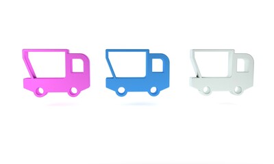 Colorful Toy truck icon isolated on white background. Minimalism concept. 3D render illustration
