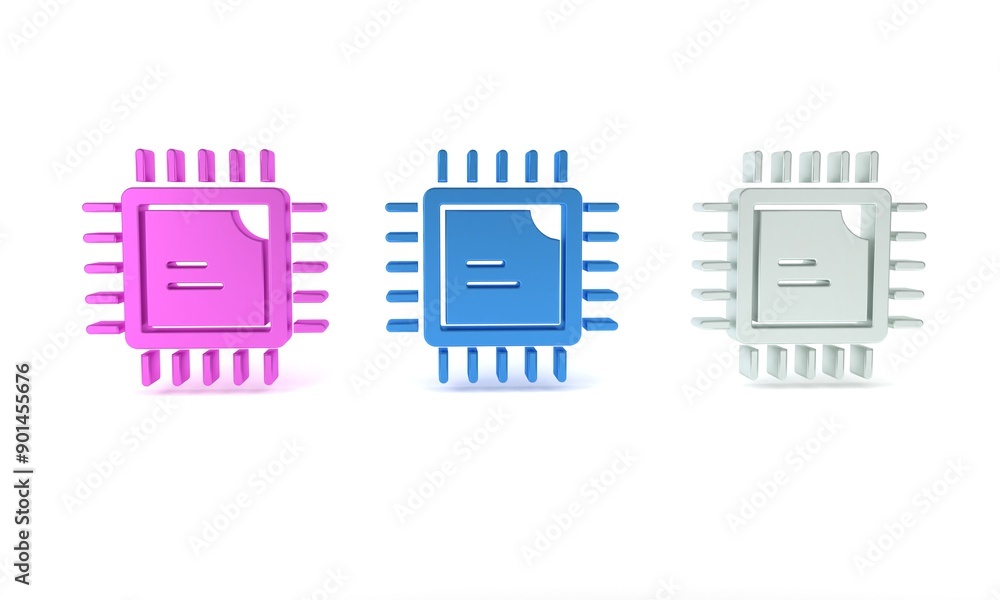 Aufkleber colorful computer processor with microcircuits cpu icon isolated on white background. chip or cpu wi