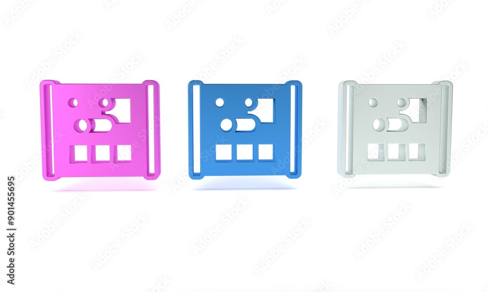 Poster colorful graphing paper for engineering icon isolated on white background. minimalism concept. 3d re