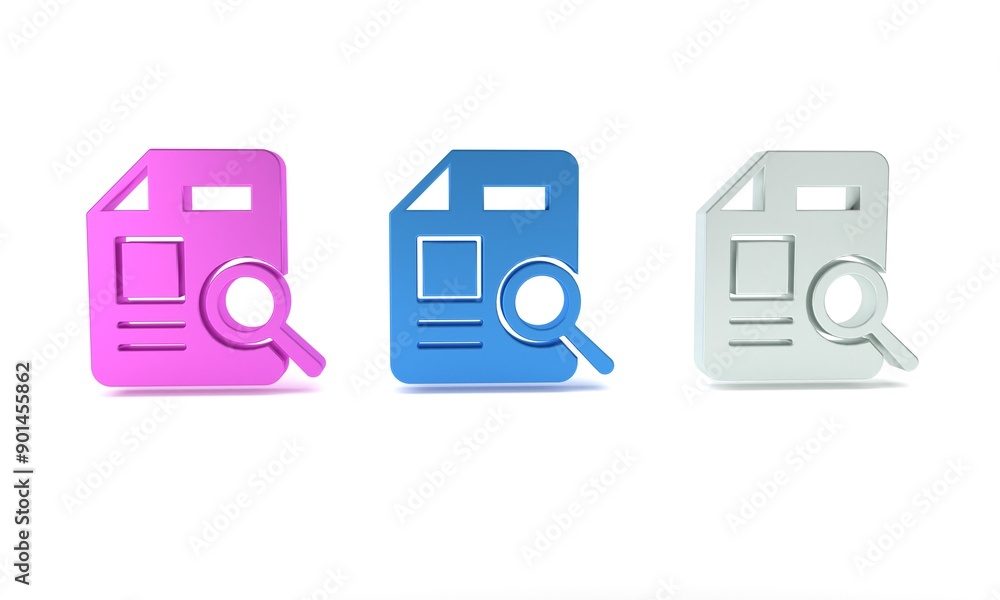 Poster colorful document with graph chart icon isolated on white background. report text file icon. account